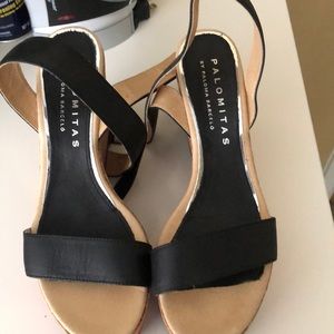 Rare Palomitas Black Wedge Sandal